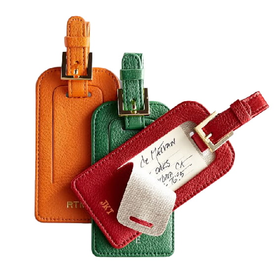 Leather luggage tag